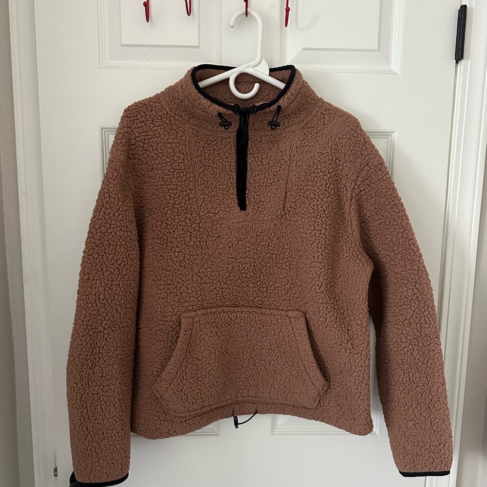 Love Tree Size Large Sherpa Fleece Quarter Zip Pullover